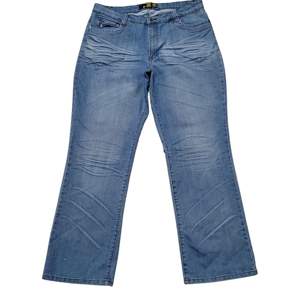 G.TTON STYLE Women Relaxed Bootcut Blue Flap Pockets Jeans 20 Waist 38 Inseam 32 - Picture 3 of 9